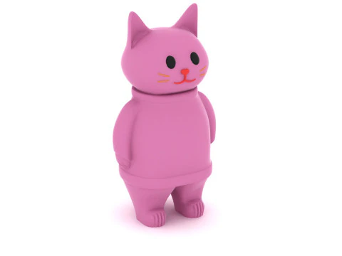Cute Cartoon Cat Minimal Pink Kitty Character Toy 3D Print Model