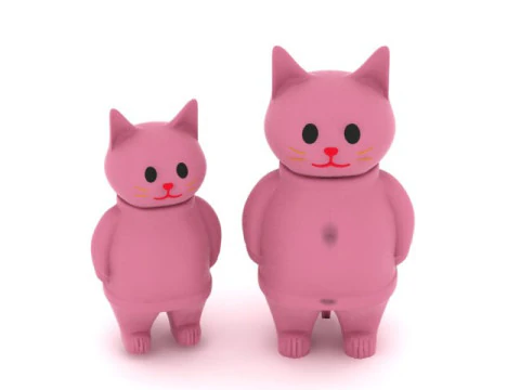 Cute Cartoon Cat Minimal Pink Kitty Character Toy 3D Print Model