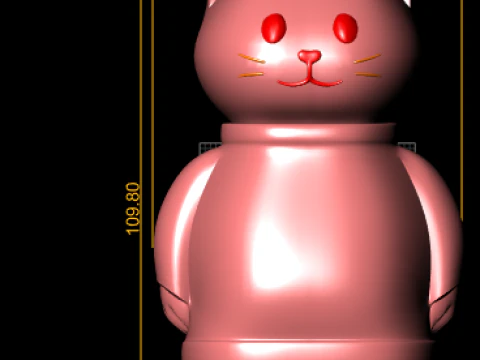 Cute Cartoon Cat Minimal Pink Kitty Character Toy 3D Print Model