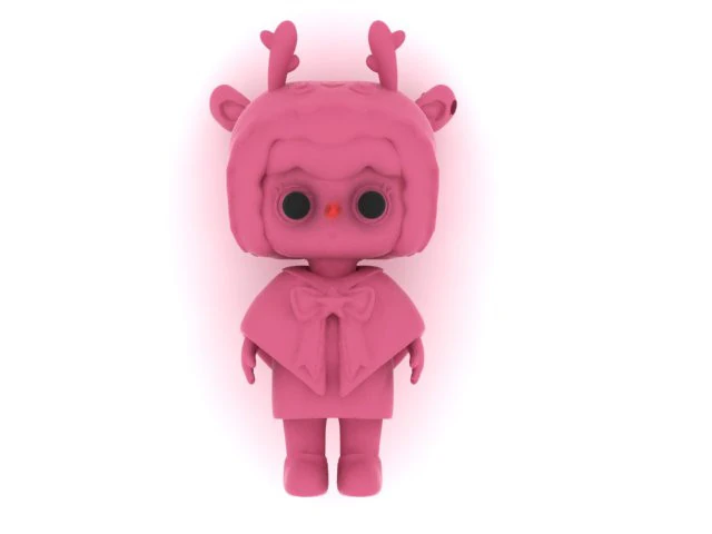 Cute Pink Reindeer Girl Stylized Cartoon Holiday Character 3D Print Model .c4d .max .obj .3ds .fbx .stl .blend 