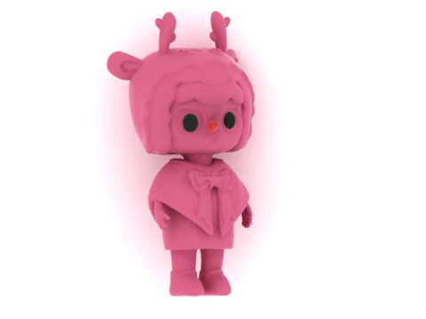 Cute Pink Reindeer Girl Stylized Cartoon Holiday Character 3D Print Model