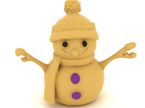 Sevimli Çizgi Kardan Adam Stilize Tatil Karakteri 3D Baskı Modeli