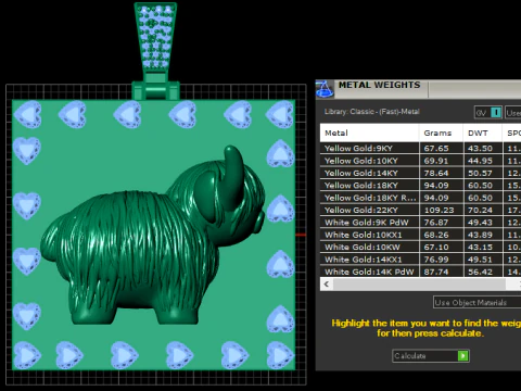 Luxury Gold Bull Medallion Pendant with Ruby Heart Border 3D Print Model