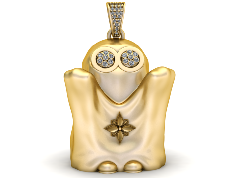 Luxuri&ouml;ser goldener niedlicher Geisteranh&auml;nger mit Diamantaugen 3D Druckmodell