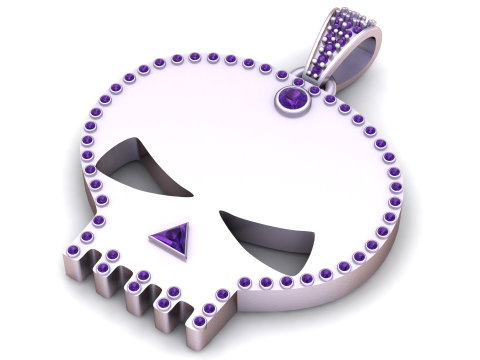 Luxury Gold Skull Pendant with Emerald Stone Border 3D Print Model