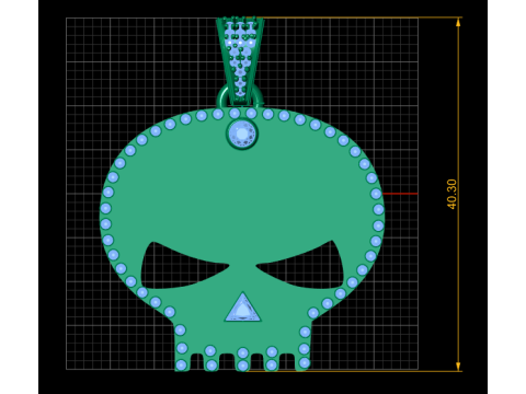 Luxury Gold Skull Pendant with Emerald Stone Border 3D Print Model