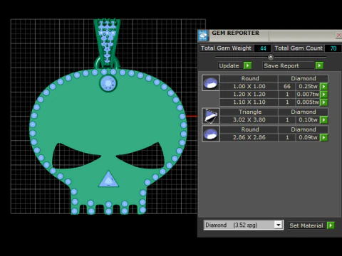 Luxury Gold Skull Pendant with Emerald Stone Border 3D Print Model