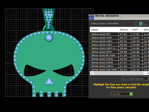 Luxury Gold Skull Pendant with Emerald Stone Border 3D Print Model