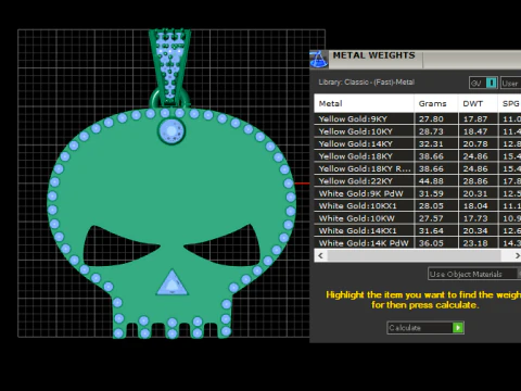 Luxury Gold Skull Pendant with Emerald Stone Border 3D Print Model