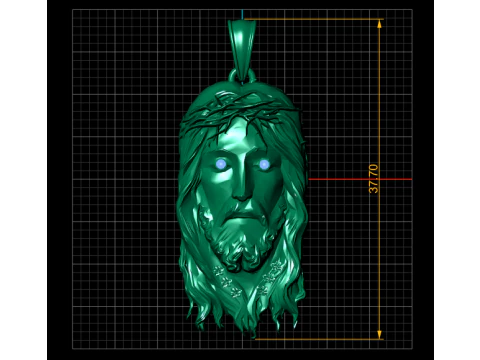 Luxury Gold Jesus Face Pendant with Ruby Eye 3D Print Model