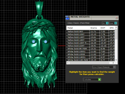 Luxury Gold Jesus Face Pendant with Ruby Eye 3D Print Model