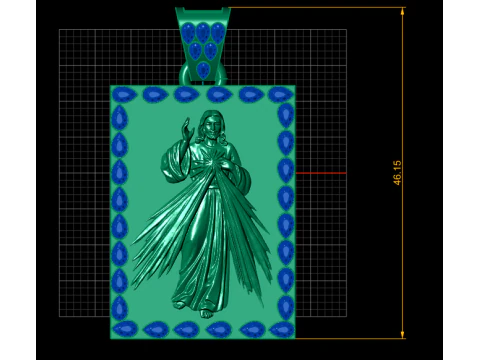 Luxury Divine Mercy Jesus Pendant with Ruby Border 3D Print Model