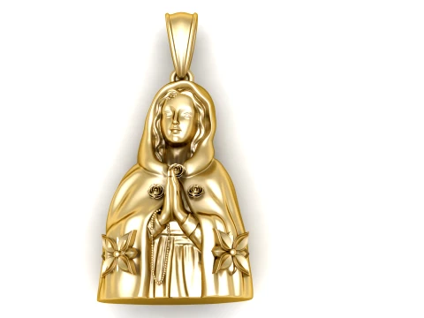 Praying Lady Floral Gold Pendant 3D Model