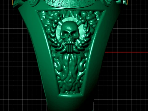 Gemstone Skull Compass Gold Ring 3D Model