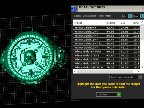 Gemstone Skull Compass Gold Ring 3D Model