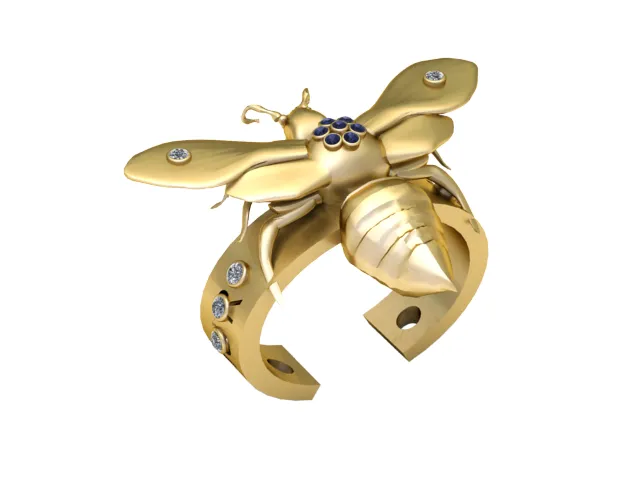 Gemstone Bee Gold Statement Ring 3D Model .c4d .max .obj .3ds .fbx .stl .blend 