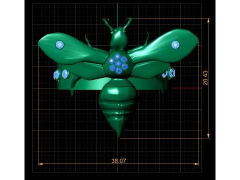 Gemstone Bee Gold Statement Ring 3D Model