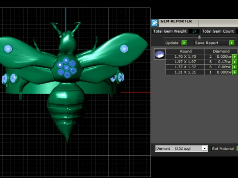 Gemstone Bee Gold Statement Ring 3D Model