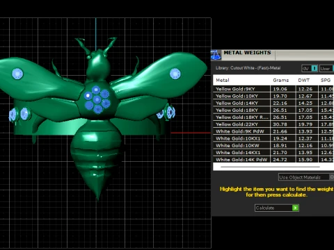 Gemstone Bee Gold Statement Ring 3D Model