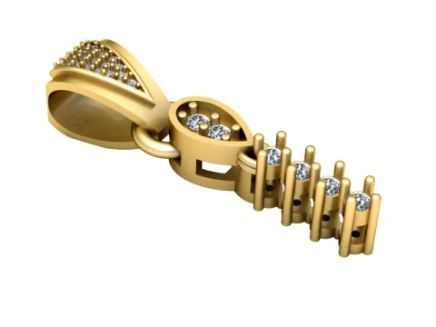 Gemstone Music Note Gold Pendant 3D Model