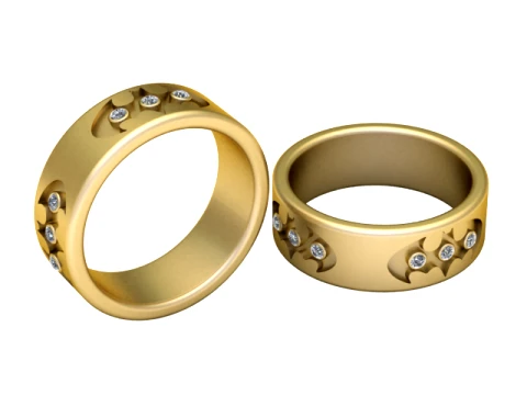 Gemstone Bat Motif Gold Band 3D Model