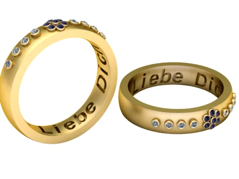 Liebe Dich Gemstone Gold Band 3D Model