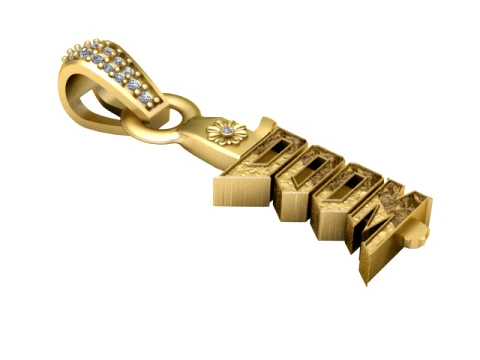 Naomi Name Gemstone Gold Pendant 3D Model