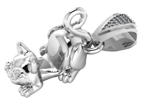 Playful Cat Gold Pendant 3D Model