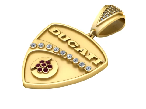 Ducati Logo Gemstone Gold Pendant 3D Model