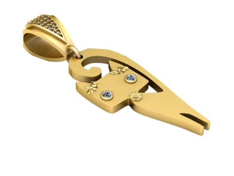 Floral Bird Head Gold Pendant 3D Model