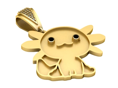 Whimsical Sun Face Gold Pendant 3D Model