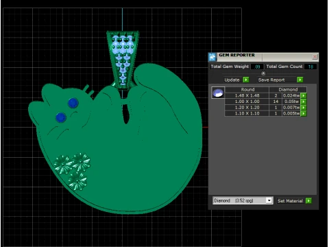 Floral Curled Cat Gold Pendant 3D Model