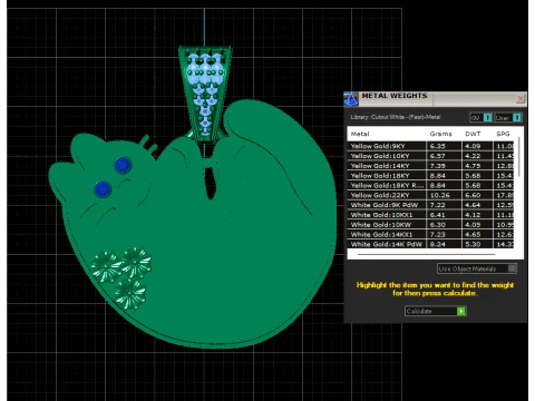 Floral Curled Cat Gold Pendant 3D Model