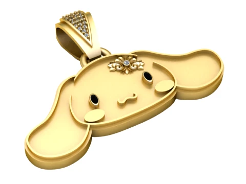 Floral Elephant Face Gold Pendant 3D Model
