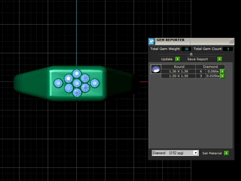 Gemstone Cluster Gold Signet Ring 3D Model