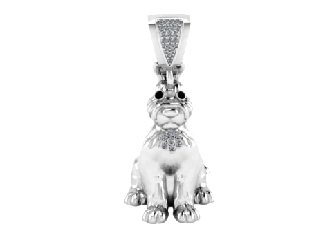 Gemstone Kitten Gold Pendant 3D Model
