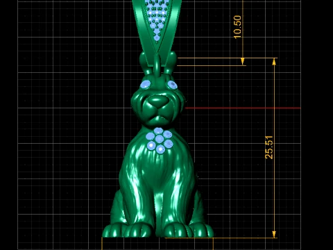 Gemstone Kitten Gold Pendant 3D Model