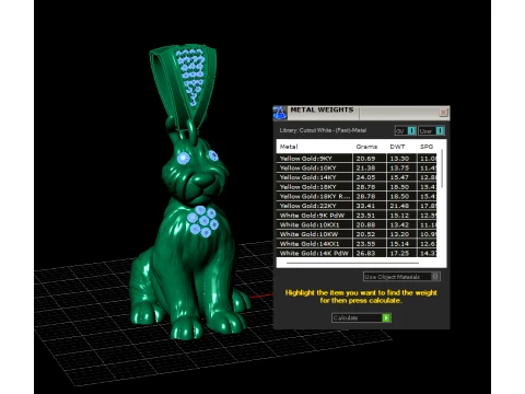 Gemstone Kitten Gold Pendant 3D Model