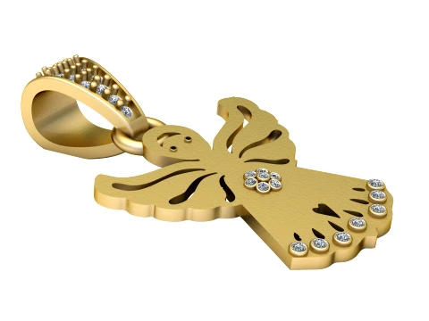 Gemstone Peacock Gold Pendant 3D Model
