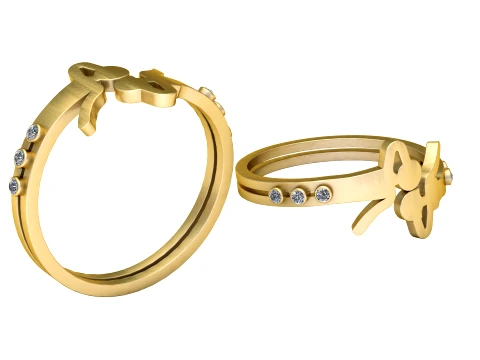 Gemstone Bow Gold Ring 3D Model