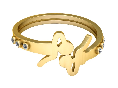 Gemstone Bow Gold Ring 3D Model