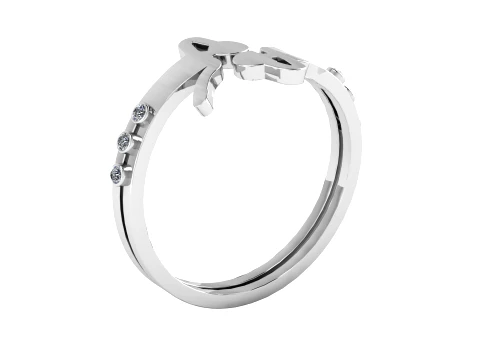 Gemstone Bow Gold Ring 3D Model