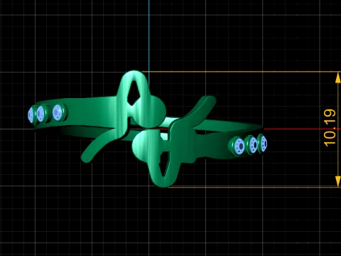 Gemstone Bow Gold Ring 3D Model