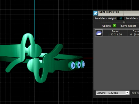 Gemstone Bow Gold Ring 3D Model