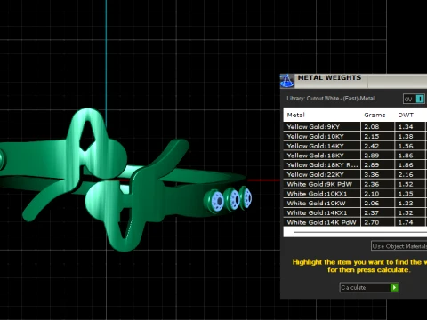Gemstone Bow Gold Ring 3D Model