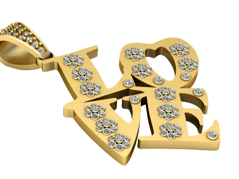 Floral Gemstone Cross Gold Pendant 3D Model