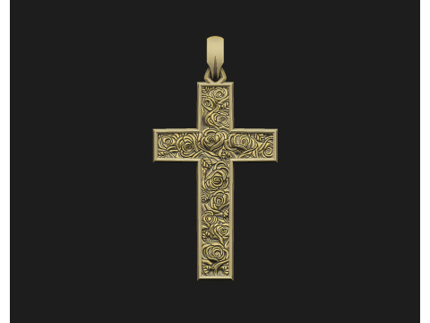 Cross rose floral cluster religion cathedral krest spirituality wild inri wish pattern Modelo de Impressão 3D