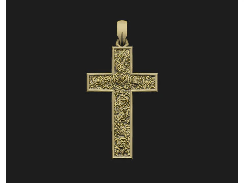 Крест роза цветочный кластер религия собор крест духовность дикий инри желание узор 3D Принт Модель