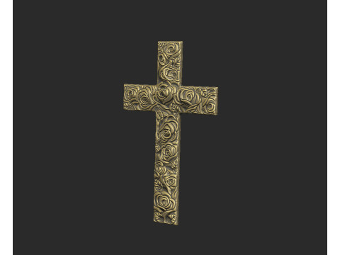 クロスローズ、花のクラスター、宗教、大聖堂、クレスト、精神性、野生のインリ、願いパターン 3Dプリントモデル