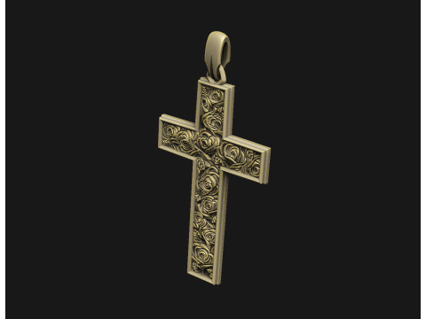 クロスローズ、花のクラスター、宗教、大聖堂、クレスト、精神性、野生のインリ、願いパターン 3Dプリントモデル